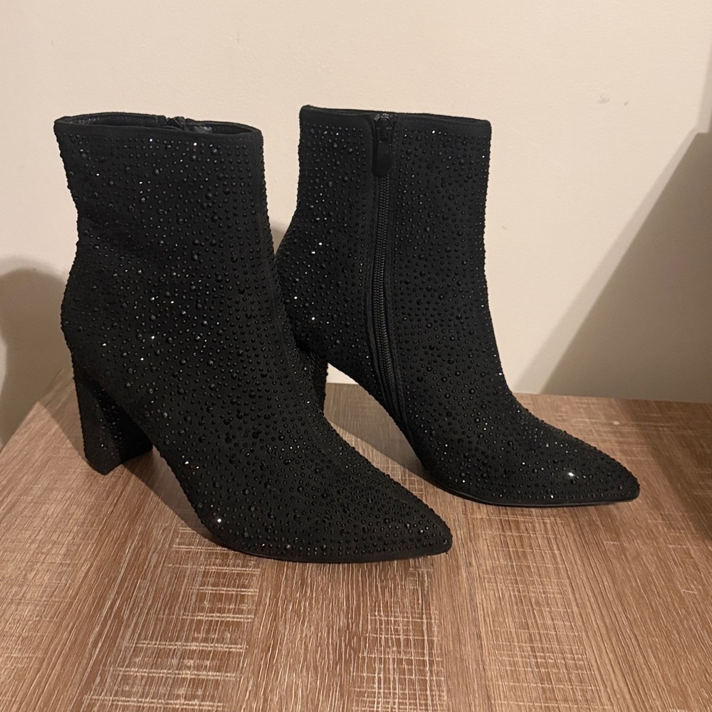 Black Rhinestone Boot